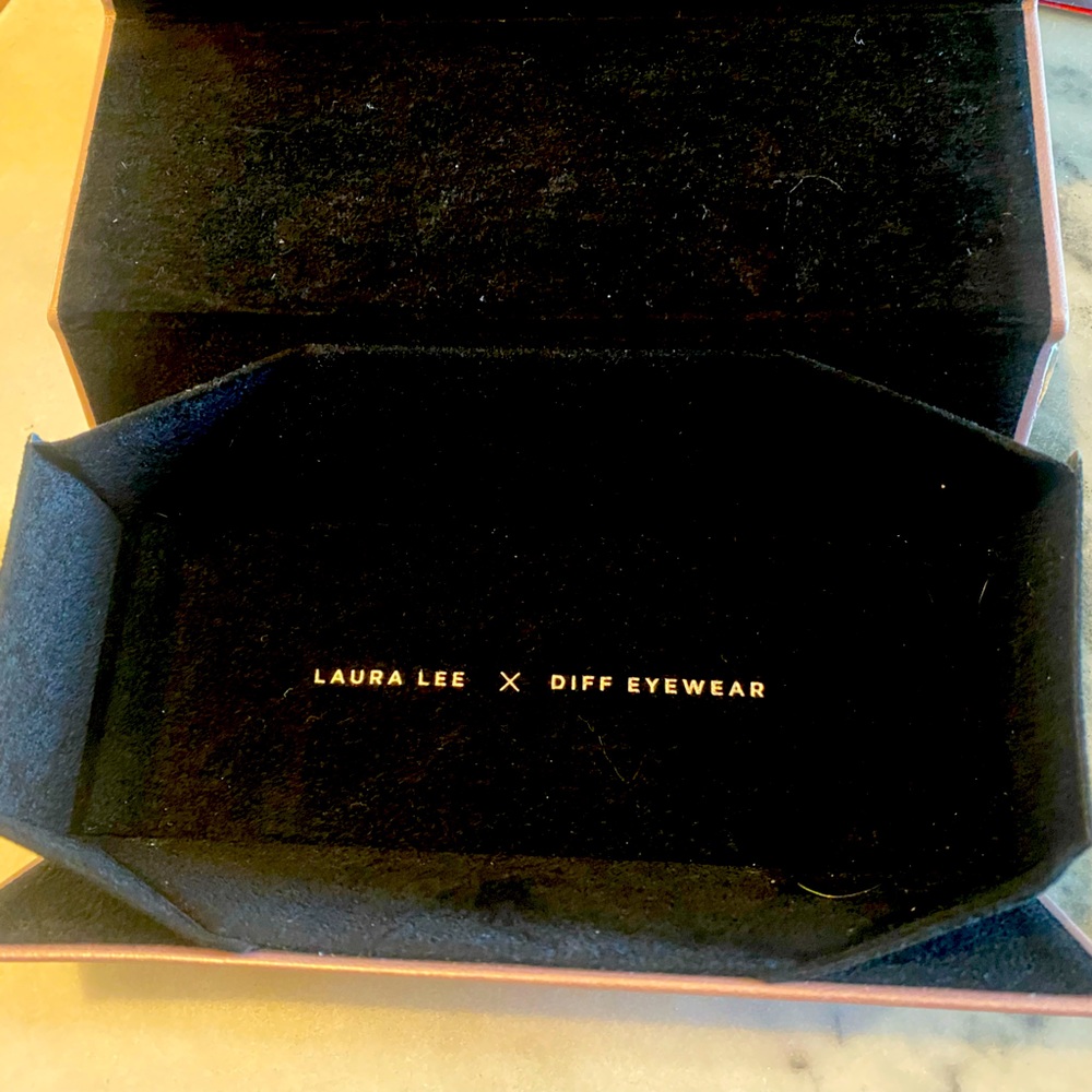Diff La Lola eyewear sunglasses. Protective sleeve and hard cover case.